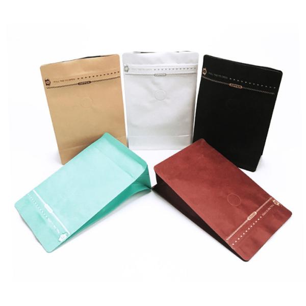 Quality Flat Bottom Tea Bags Packaging Custom Printed Resealable Kraft Paper With Valve wholesale