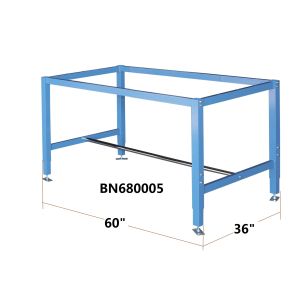 Height Adjustable Heavy Duty Industrial Workbench Blue Color 60” Wide 36” Deep