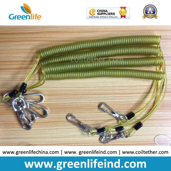 Quality Quick Release Safety Hand Coil Lanyard Tether Strings Translucent Yellow wholesale