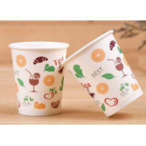 Custom Printed Single Wall Paper Cups For Cold Drinking With Plastic Lids
