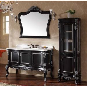 60CM Solid Wood Bathroom Vanities With Tops Base With Mirror Washroom