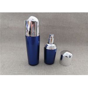Blue Color Acrylic Lotion Dispenser , Acrylic Empty Lotion Bottles With Pump