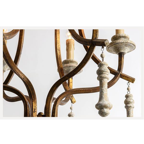 Wood teardrop Iron bronze chandelier for Living room Bedroom (WH-CI-72)