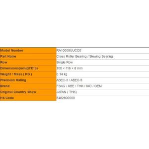 Thin Section Cross Roller Bearing RA10008UUCC0 RA12008 RA13008 For Robot High