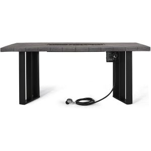 Black Or Dark Gray Rectangular Fire Pit Table Liquefied Petroleum Gas