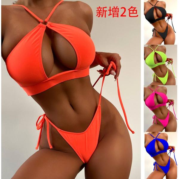 Halter Nylon Bikini For Swimming Sexy Swimwear High Elastic Upf50+ The New Type