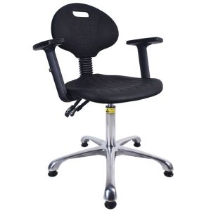 Self Skinning Adjustable Lab Stool Polyurethane Foam Esd Chairs With Wheels