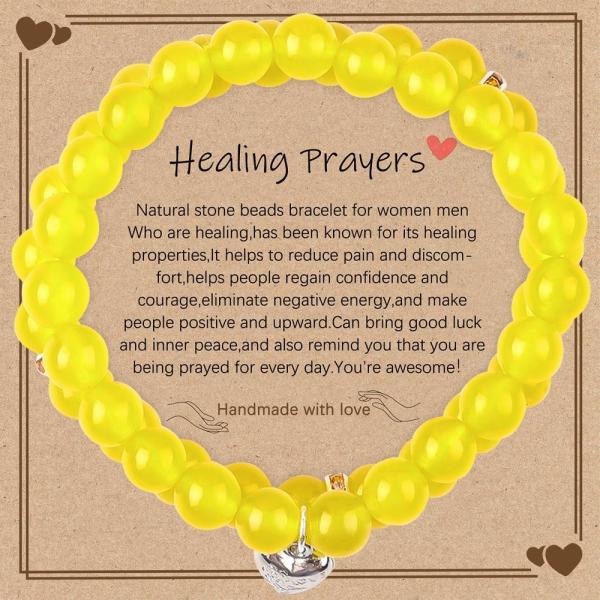 Elastic Round 8mm Gemstone Bead Yellow Jade Crystal Bracelets OEM ODM