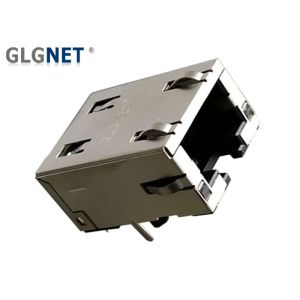 Latch Down Ethernet Rj45 PCB Mount Jack 1G Magnetic PA46 Housing With Lightpipes