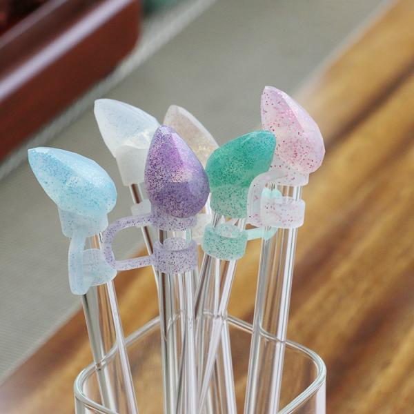 NEW Arrival heart diamond glitter designs Straw Cover Topper 3D 10mm Straw Toppers Hats for tumblers cups glasses