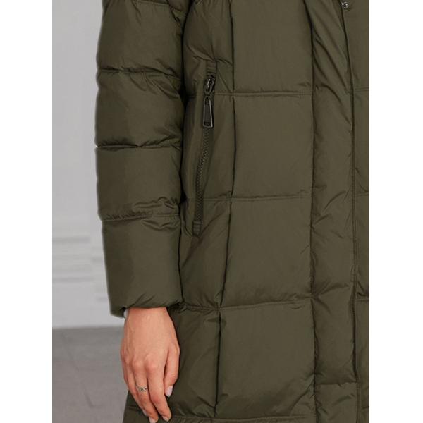 Curry / Bronze Long Down Coat Womens Long Padded Coat Long Sleeve