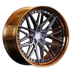 factory Customized 2 piece super deep concave brushed bronze polished lip forged