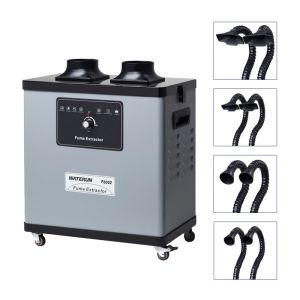 Two Arms 200w 110v Fume Extractor , Grey Color Fume Eliminator With 4 Wheels