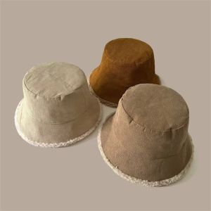 Custom Fall Winter New Fisherman's Corduroy Bucket Hat Custom Thickened Lamb