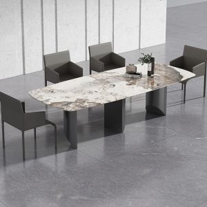 Geometric Structure Italian Marble Top Table Rectangular 200cm Long