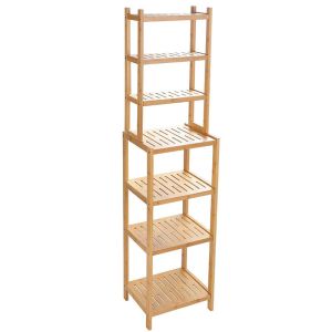 Cheap Classic Design Style 7-Tier Bamboo Shelf Multifunctional Storage Rack for Bathroom for sale
