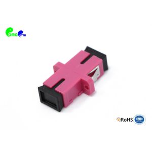 China Optical Fiber Adapter OM4 SC PC Simplex 50 / 125μm With Full Flange Magenta Color Light Plastic Body on sale