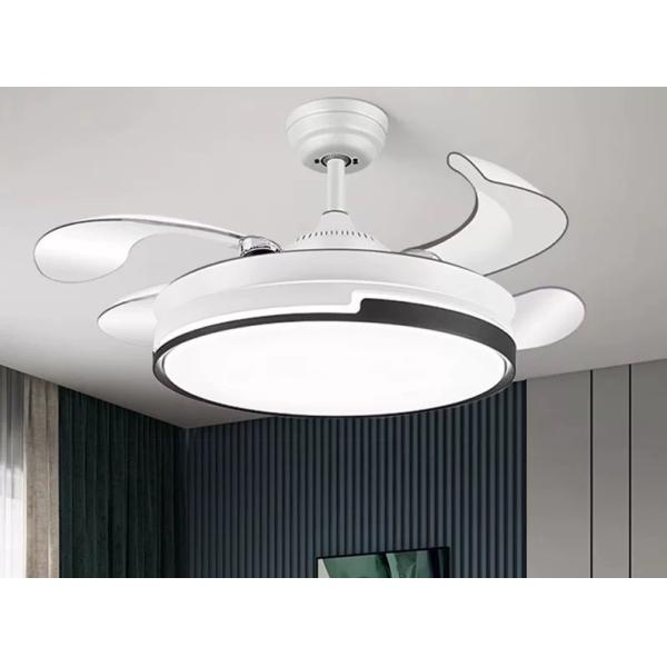 Quality Factory 42 Inch Modern Indoor Decorative Retractable Ceiling Fan with LED Light Reversible DC Motor 3 Blades wholesale