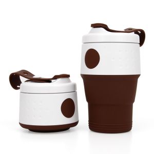 395ml Silicone Foldable Cup Collapsible Coffee Cup Reusable With Lid