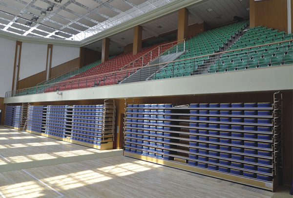 Manual Operation Foldable Telescopic Bleacher Seating Floor Mounted