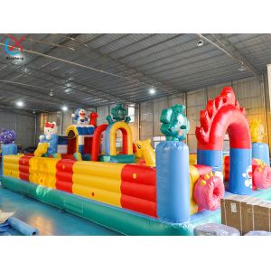 Inflatable Bouncy House Colourful Obstacle Course Inflatable Fun City Playground