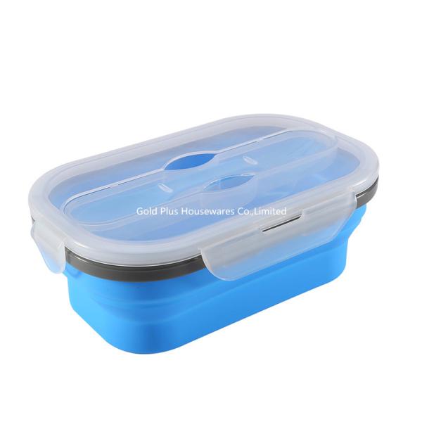 Quality 800ml Food Grade Silicone Collapsible Lunch Box Foldable Leakproof wholesale