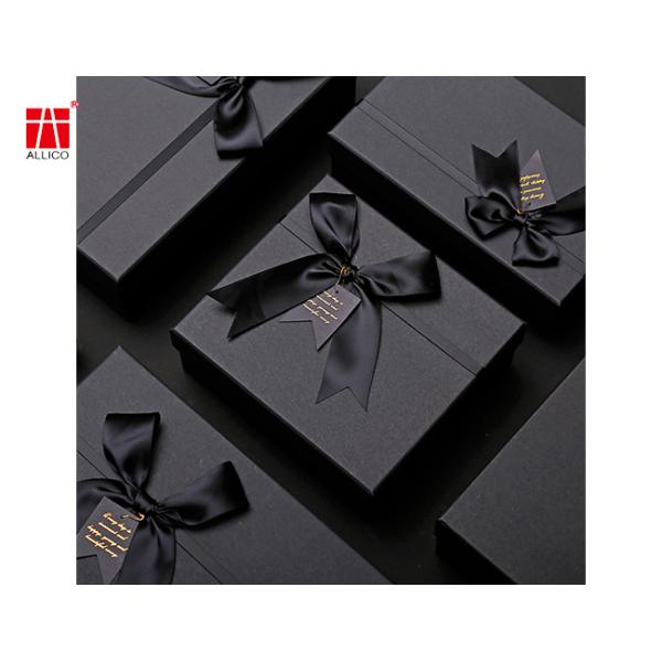 Custom Black Square Package Gift Box With Ribbon Bowknot Gift Package For Women