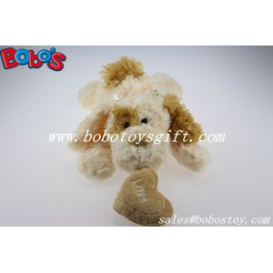 Brown Lying Lovely Plush Dog Toy With Dark Brown Ear And Heart Pillow