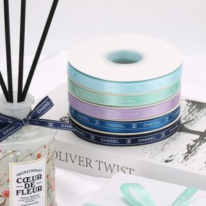 1cm Small Fragrant Printed Polyester Ribbon Customized Logo Flower Packaging