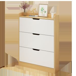 MDF Modern Entryway Shoe Cabinet , H115cm 3 Tier Shoe Cabinet