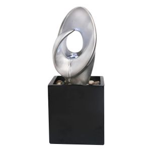 Black / Silver Color Abstract Arts Table Top Water Fountain For Indoor Ornaments