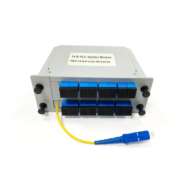 Quality Fiber optic PLC splitter modular 1:16 1 to 16 SC/UPC  Cassette Card  with 2.0mm 1m Yellow Pigtail wholesale