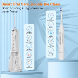 H2ofloss 2-in-1 Rechargeable Electric Toothbrush Water Flosser Set Soft Bristle