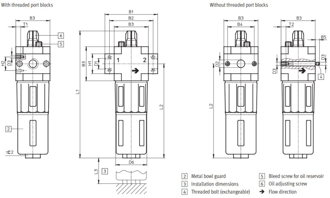 FESTO LOE Series Pneumatic Air Lubricator 1/4′′ 3/8′′ 1/2′′ 3/4"