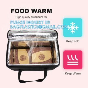 Insulated Food Delivery Bag with Support Frame and Plastic Bottom Plate,Grocery