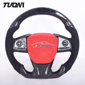 China LED Smart Black Alcantara Carbon Fiber Steering Wheel For Honda Civic on sale