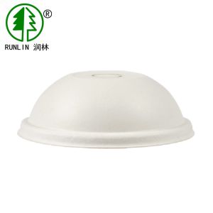 China Environmentally Friendly Beverage Bagasse Cup Lids Disposable Paper Cup Cover Eco Dome on sale