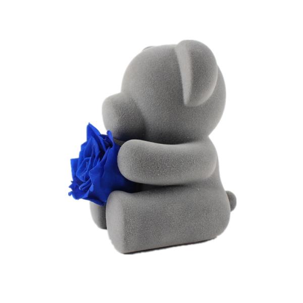 Blue Artificial Preserved Rose Teddy Bear With Rich Romantic Look