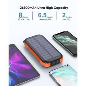 Dynamo Waterproof Portable Solar Charger / Power Bank 26800mAh UN38.3