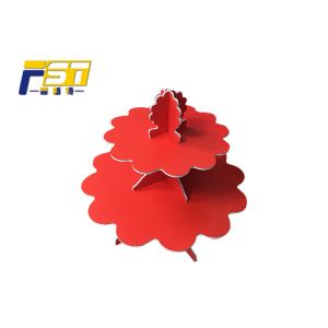 Bumping - Proof Red Cardboard Cake Stand Easily Recycled OEM / ODM Available