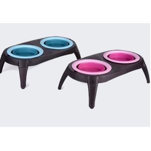 China Collapsible Silicone Double-Hole Pet Bowl Travel Bowl Foldable, Expandable And Collapsible Pet Food Water Feediing on sale