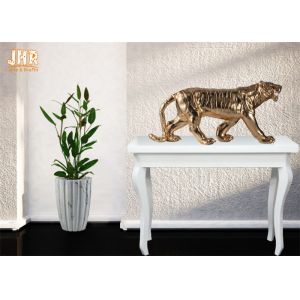 Large Gold Leafed Polyresin Animal Figurines Tiger Sculpture Table Statue
