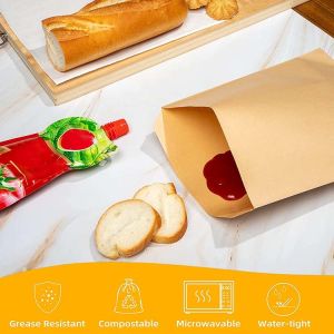 BOPP Sealable Greaseproof Flat Brown Kraft Paper Food Bags Pouch For Bakery
