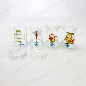 New design glass jar with custom logo, candle jar with glass lid