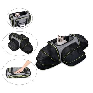 China Expandable Soft Sided Pet Travel Carrier Bag Foldable Breathable Large Space ODM on sale