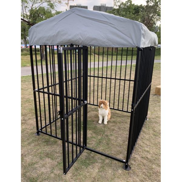 Metal kennel outdoor large dog cage easy to clean and rustproof with lockable dog door with waterproof & anti-UV cover