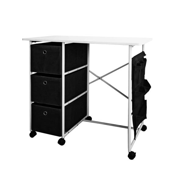 Practical Movable Home Office Computer Desk With 3 Fabric Drawers / Hanging