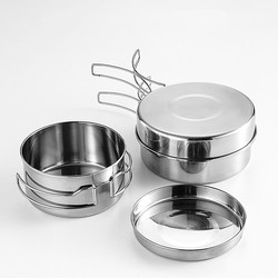 Silver Camping Non Stick Mess Kit Portable For Outdoor Hiking