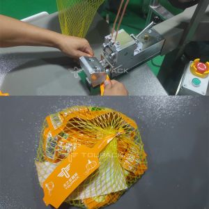 Manual Garlic Mesh Bag Packing Machine With Staples Semi Auto Ginger Mesh Bag