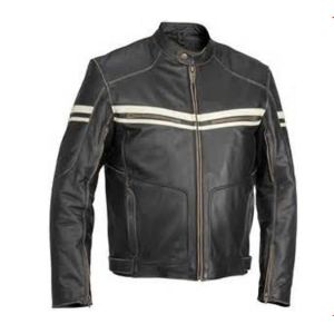 China Waterproof PU Leather Mens Flight Jacket Fashionable Zippered With Woven Label on sale